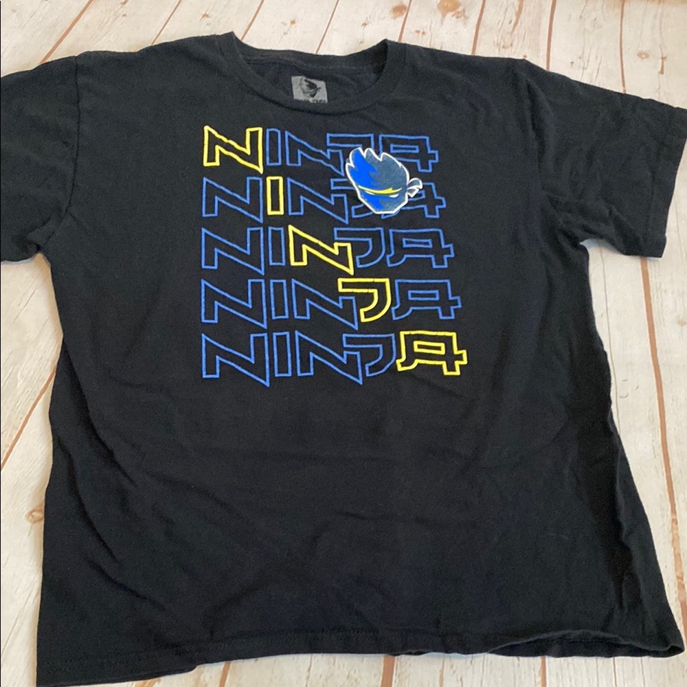 Ninja Gamer Youtuber Black Blue and Yellow Short Sleeved Graphic T-Shirt